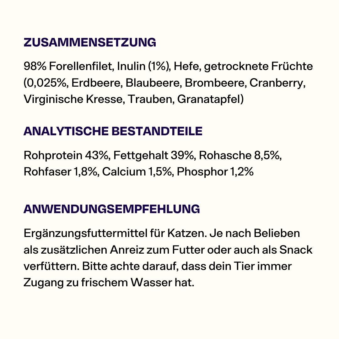 50g gefriergetrockneter purer Forellensnack 🐟