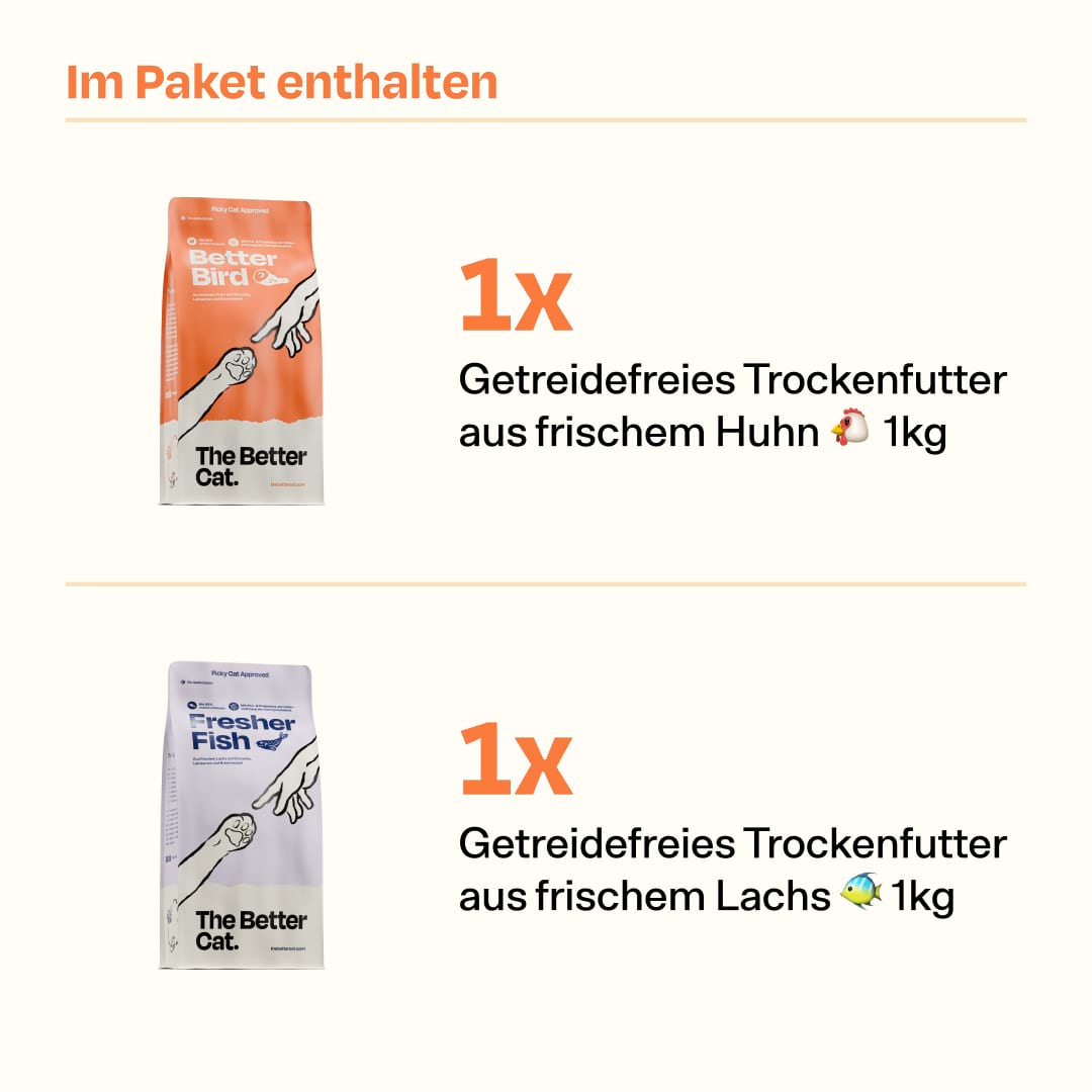 1kg Getreidefrei frisches Huhn 🐔 & 1kg frischer Lachs 🐟 Trockenfutter