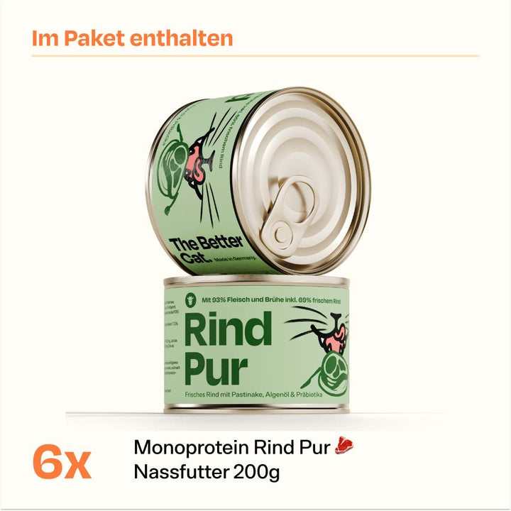 6x200g Monoprotein Rind Pur Nassfutter
