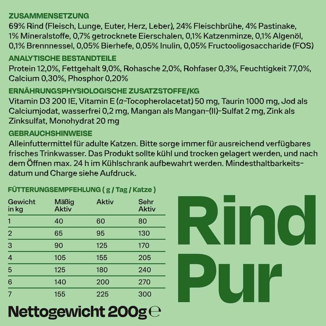 6x200g Monoprotein Rind Pur Nassfutter
