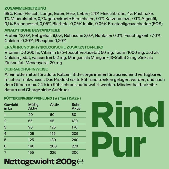6x200g Monoprotein Rind Pur Nassfutter