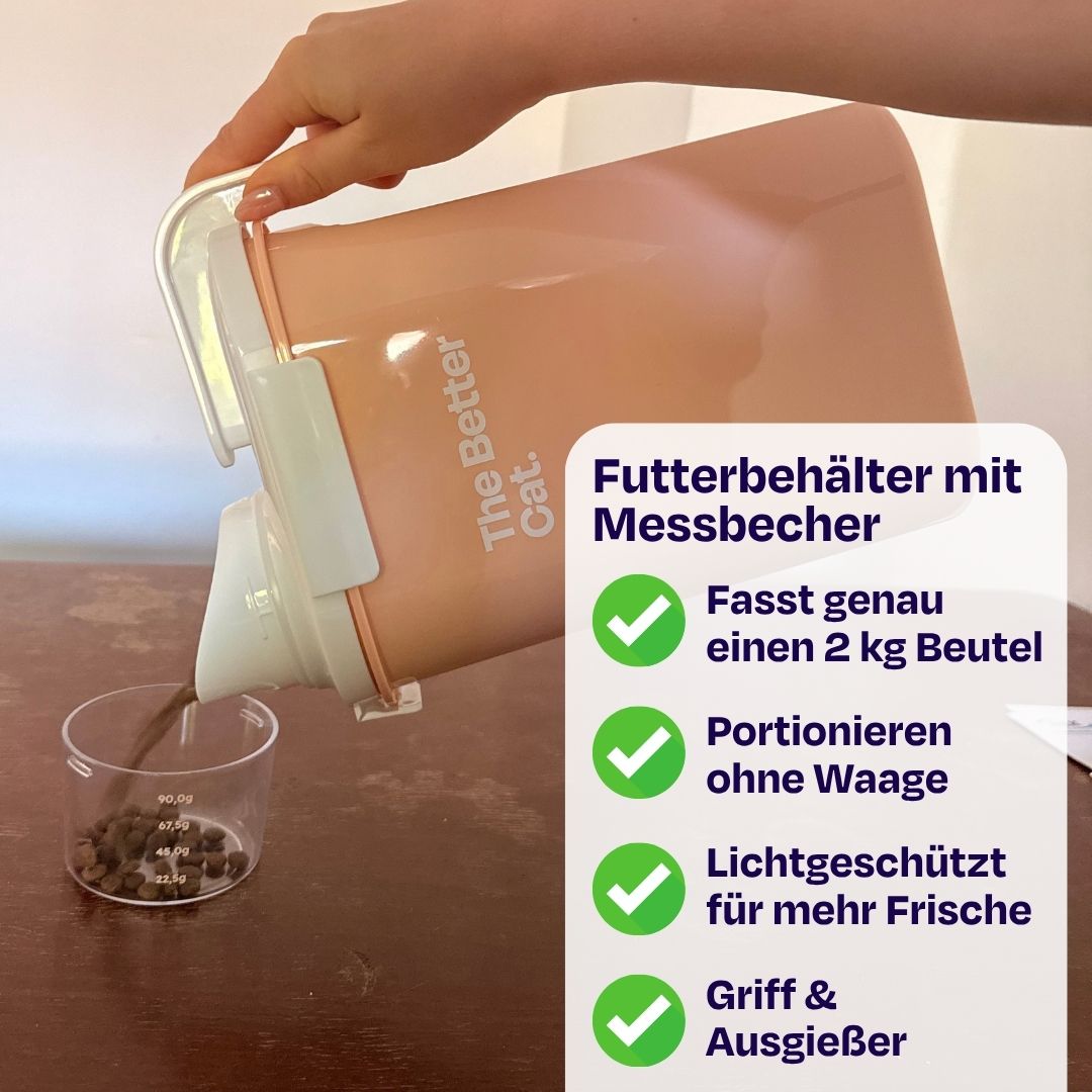 Katzenfutterbehälter mit Messbecher