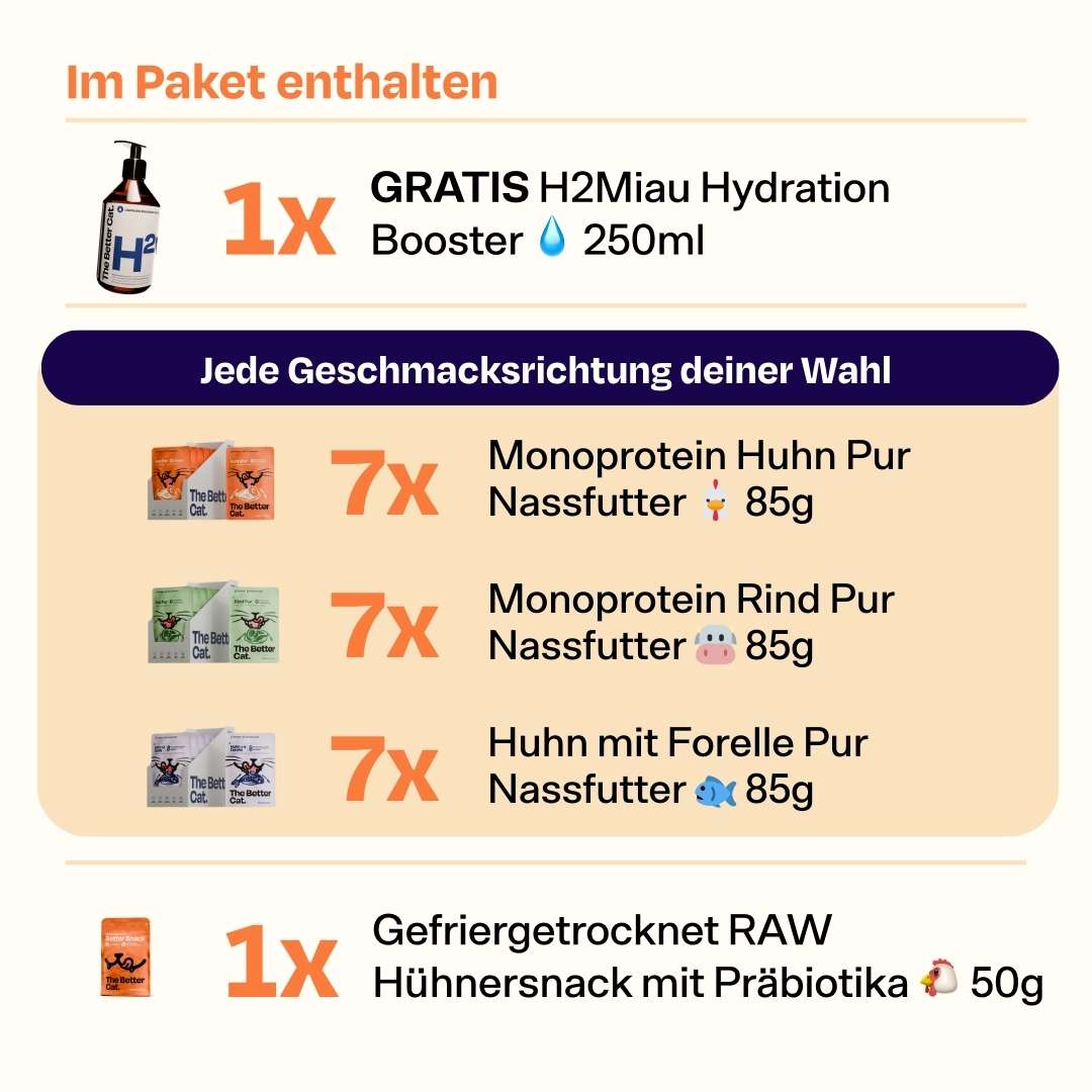 Nassfutter Starterpack inkl. GRATIS H2Miau Hydration Booster