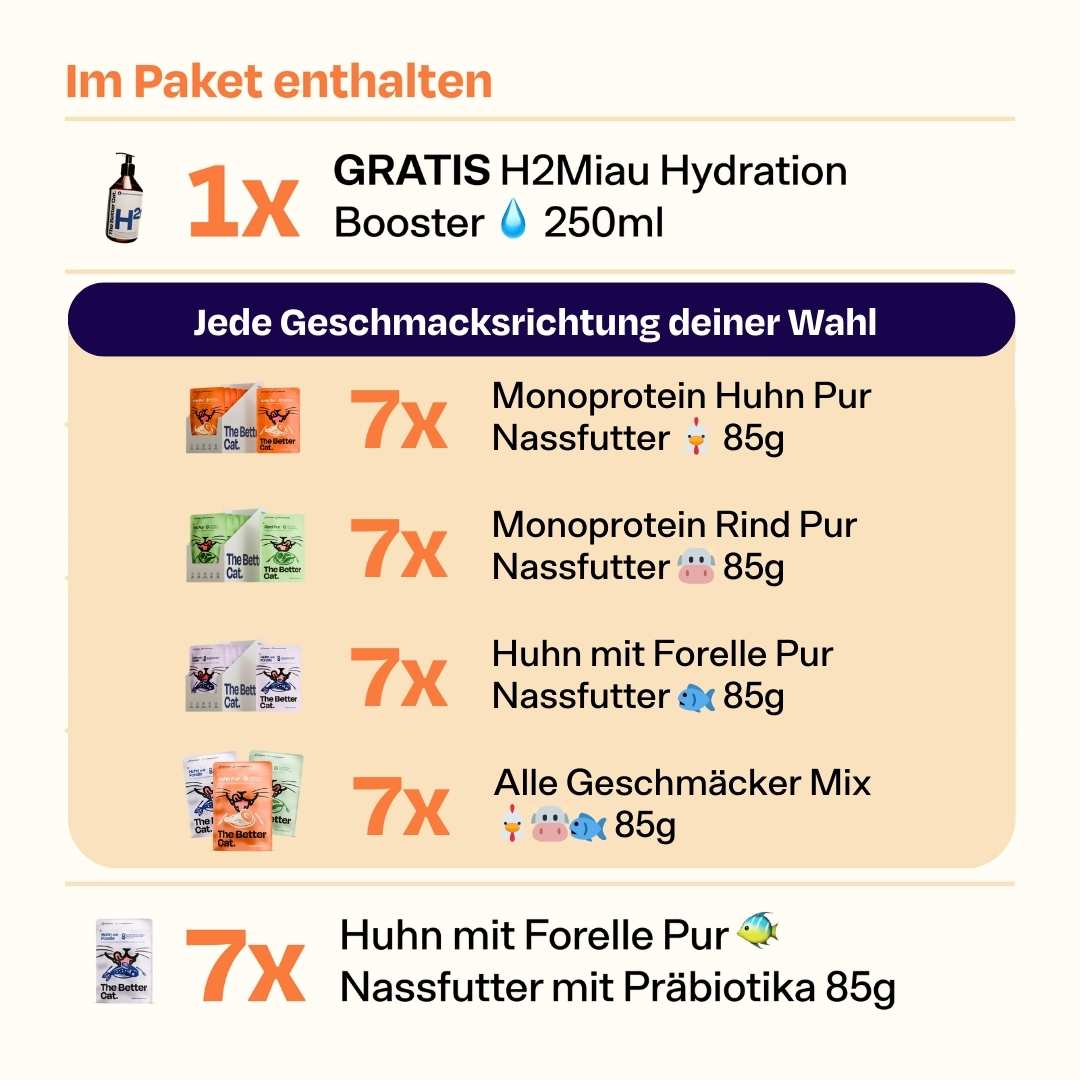 Nassfutter Starterpack inkl. GRATIS H2Miau Hydration Booster