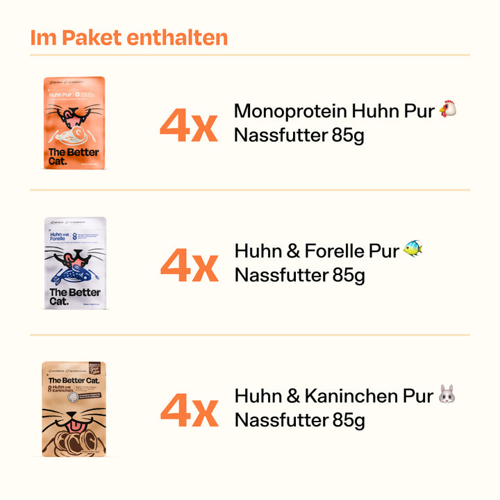 12x 85g Nassfutter Probierpaket Huhn Mix