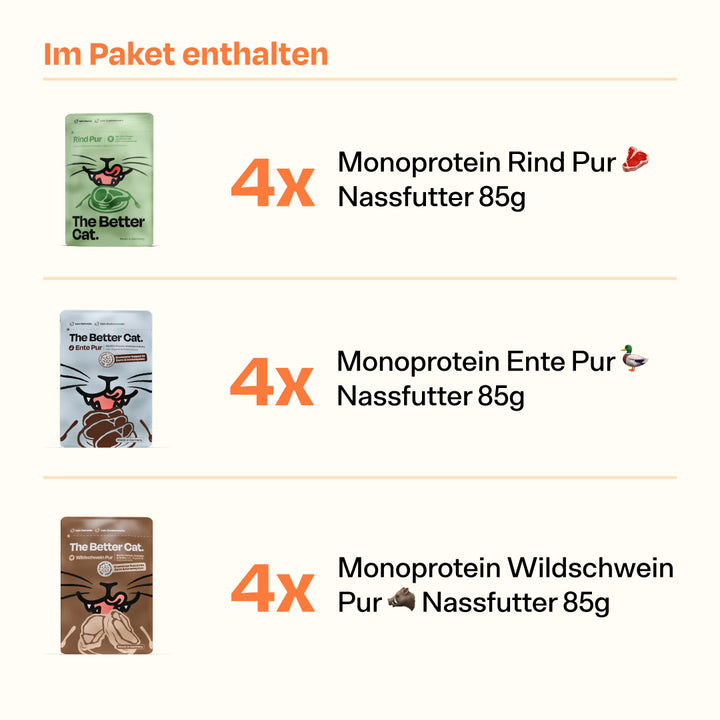 12x 85g Nassfutter Probierpaket Mono Mix