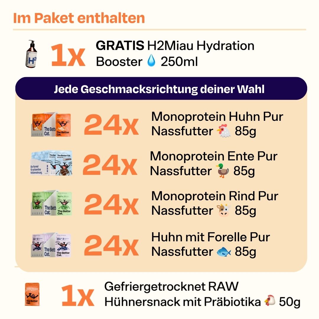 Nassfutter Starterpack inkl. GRATIS H2Miau Hydration Booster